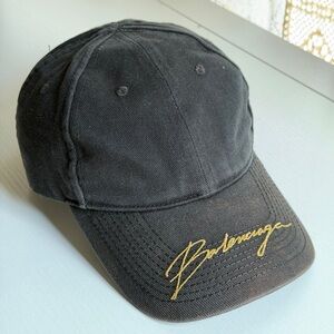 Balenciaga Black and Gold Logo Cap